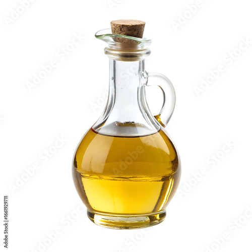 A glass bottle of cooking oil isolated on a transparent background png