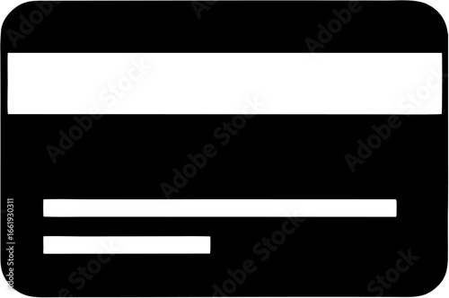 Abstract Black and White Image of a Credit Card with White Stripes and a Barcode Area