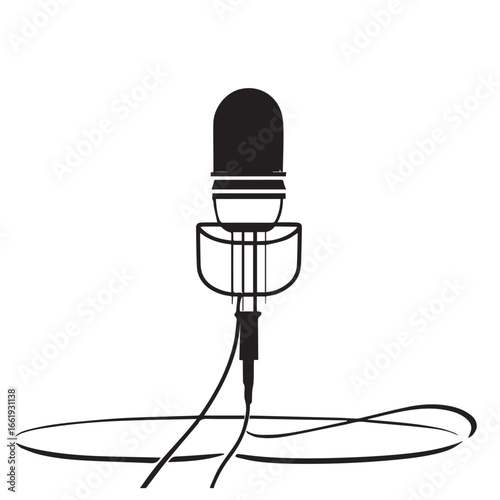 Vector art of vintage microphone isolated on white background