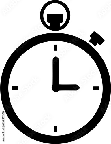 Stopwatch Icon Illustration A Simple Black and White Graphic Representing Time and Measurement
