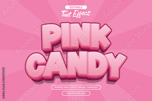 Pink candy editable text effect with cartoon style