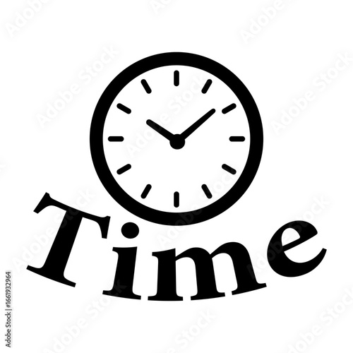 Time clock icon with bold typography for scheduling and time management