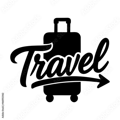 Travel log, suitcase icon & tourism branding vector