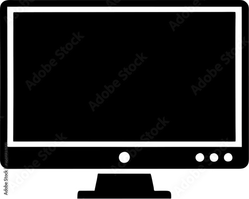 Black Computer Monitor Icon Isolated on White Background - Digital Display Technology