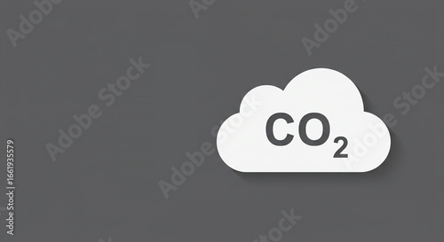 CO2 cloud symbol on grey background representing carbon emissions  