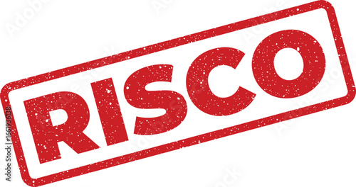 Distressed red rubber stamp illustration saying RISCO, angled slightly with speckled texture and frame