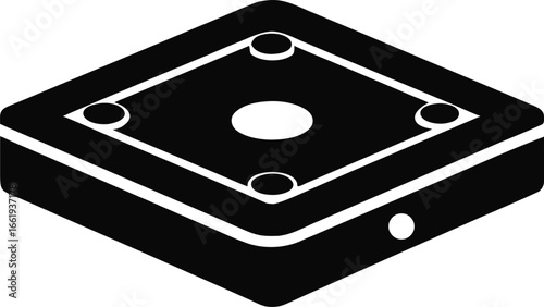 Carrom Board Setup Minimalist Vector Icon Solid