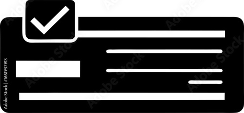 A Bank Check Minimalist Vector Icon Solid Black