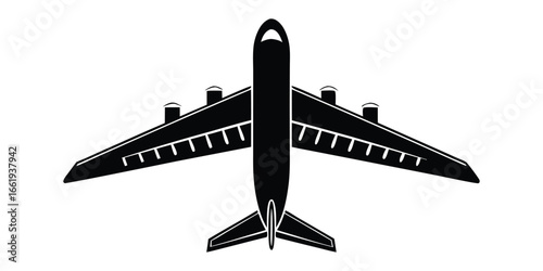 Top view silhouette of a large passenger airplane