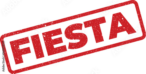 Distressed red rubber stamp with the word 'Fiesta' for festive event promotions