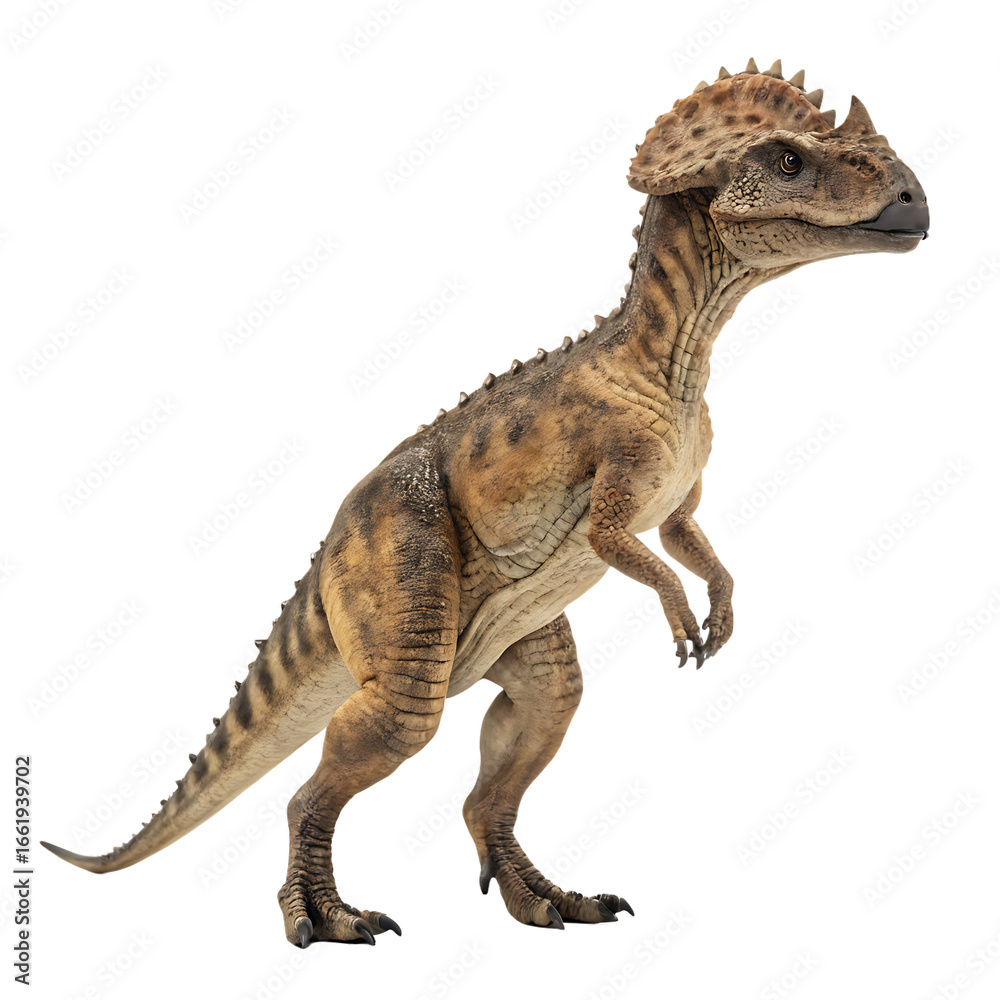 Fototapeta premium The dome headed dinosaur Pachycephalosaurus wyomingensis isolated on a transparent background png