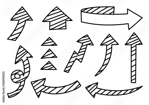 手描きの落書き系の矢印素材
