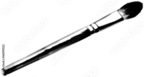 Monochrome dotted illustration of a single paintbrush. Vector illustration
