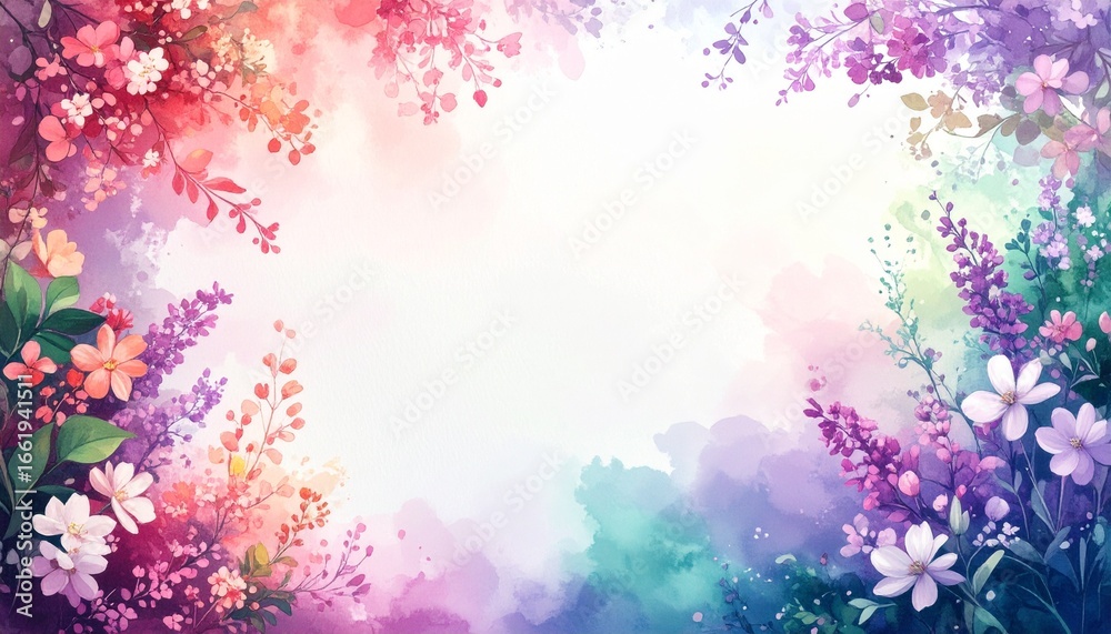 Obraz premium Floral Symphony A Watercolor Dance of Colorful Blossoms