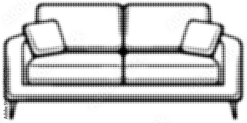 Modern black and white dotted sofa with cushions, minimalistic furniture design. Vector illustration