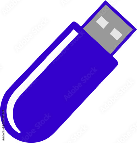 Blue USB Flash Drive Isolated on White Background