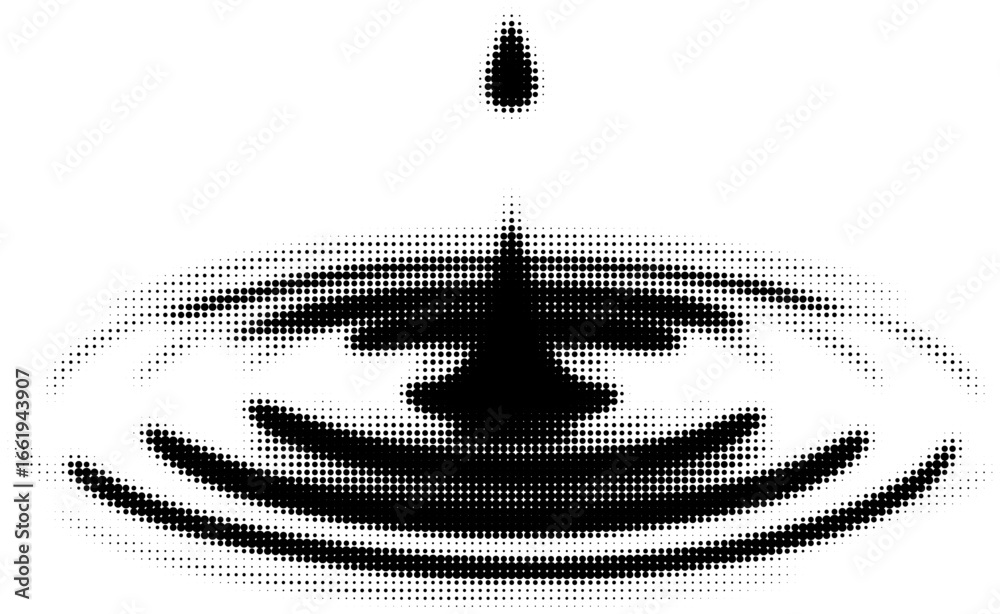 custom made wallpaper toronto digitalHalftone illustration of a water droplet creating ripples in black and white. Vector illustration
