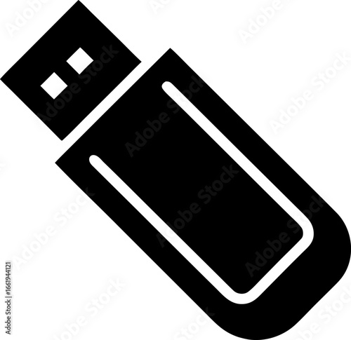 A USB Flash Drive Simple Graphic Symbol Clean Silhouette