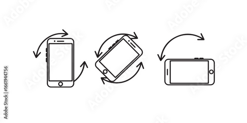 Smartphone Screen Rotation and Orientation Vector Icon Set