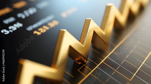 Futuristic Financial Data Soaring in Golden Success