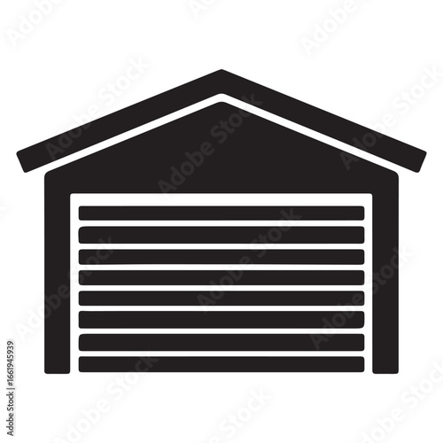 Garage vector illustration of storage building with closed door design graphic for automotive repairs and warehousing or home improvement projects and architecture