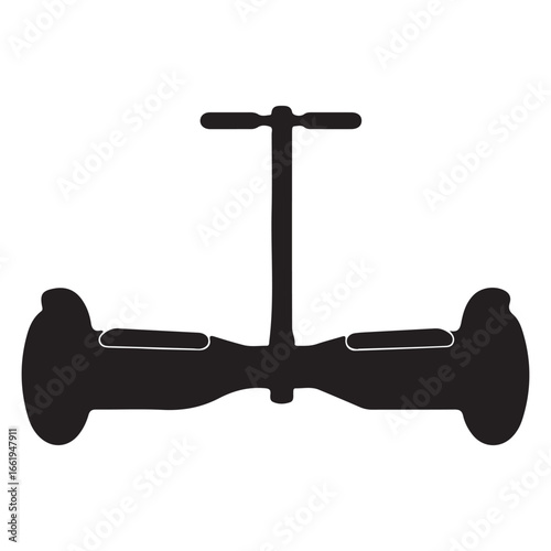 Isolated black hoverboard illustration on white background for transportation and personal mobility designs for modern technology and lifestyle