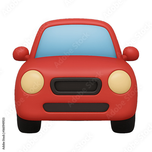 Modern sedan car 3D emoji plastic icon for urban transportation vehicle automobile road travel commuting isolated transparent design element