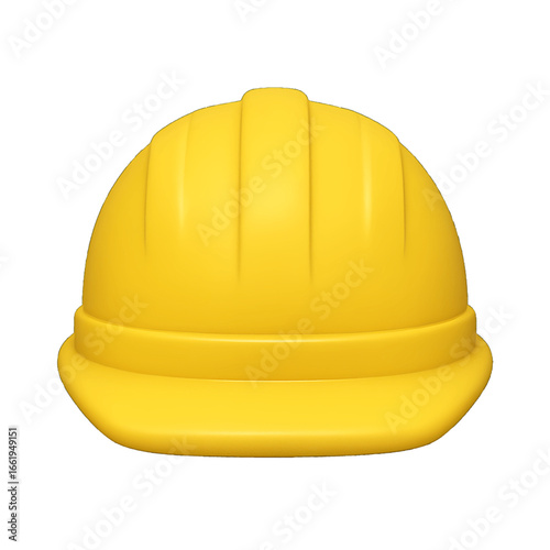 Construction hard hat 3D emoji plastic icon for safety work industry building site labor protection helmet isolated transparent design element