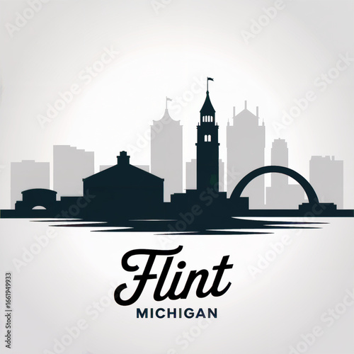 Wallpaper Mural Flint Michigan Skyline Silhouette — An Industrial City with Historic Roots Vector Illustration Torontodigital.ca