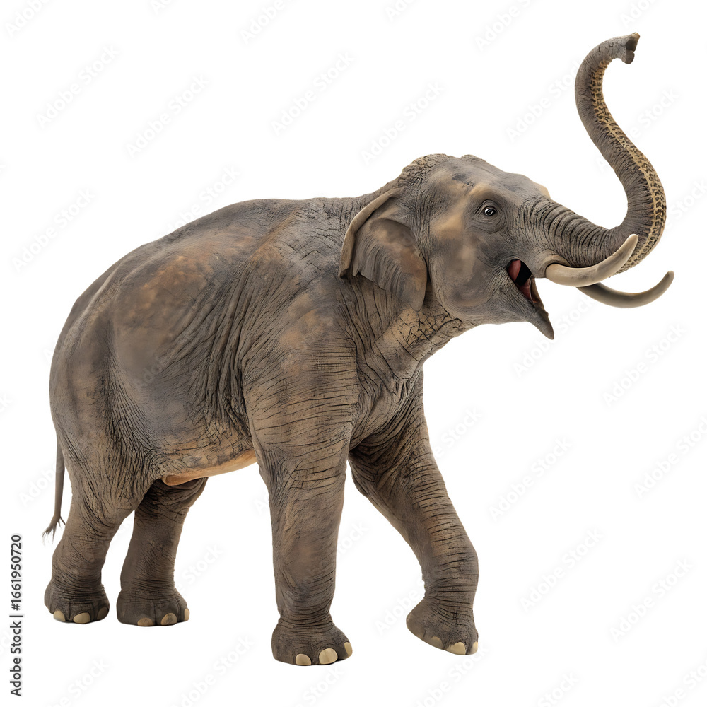 Fototapeta premium The giant prehistoric proboscidean Stegodon mammal isolated on a transparent background png