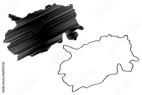 Trashigang District (Districts of Bhutan, Kingdom of Bhutan) map vector illustration, scribble sketch Trashigang map