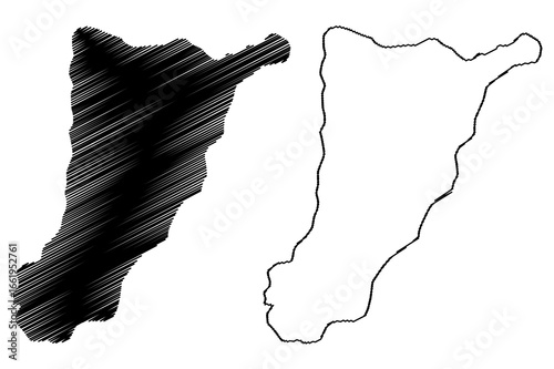 Tsirang District (Districts of Bhutan, Kingdom of Bhutan) map vector illustration, scribble sketch Tsirang map