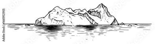 iceberg in the arctic ocean hand drawn landscape sketch