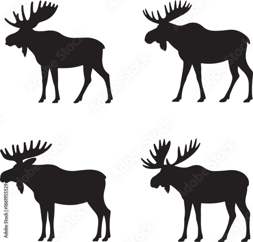 Black moose silhouettes animal wildlife