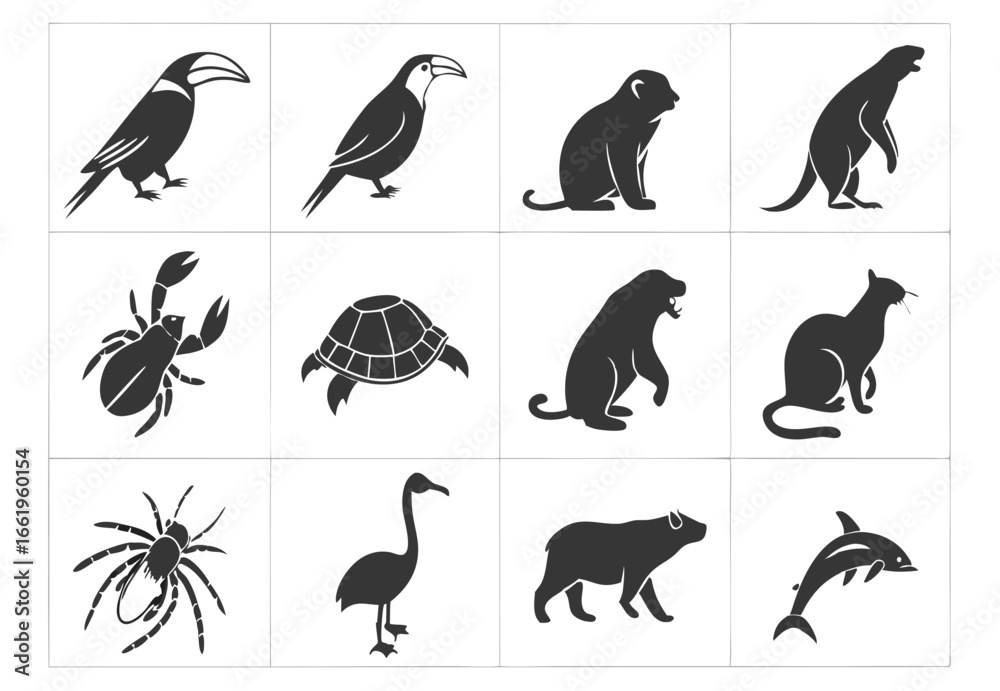 Obraz premium Versatile animal silhouette logo design with multiple color options