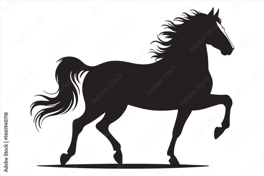Obraz premium Horse Silhouette Vector – Running Wild Animal Illustration