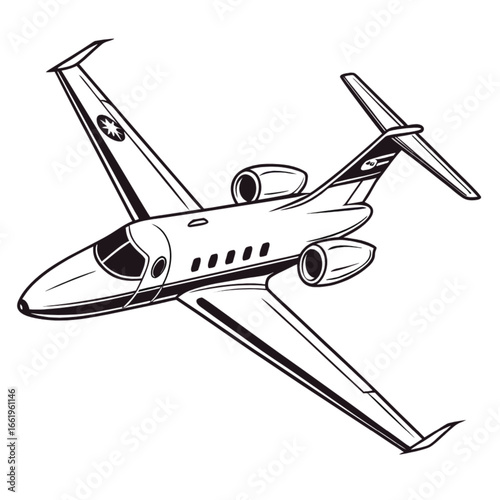 Vector illustration of an airplane flying through the sky, perfect for travel, aviation, and transportation themes