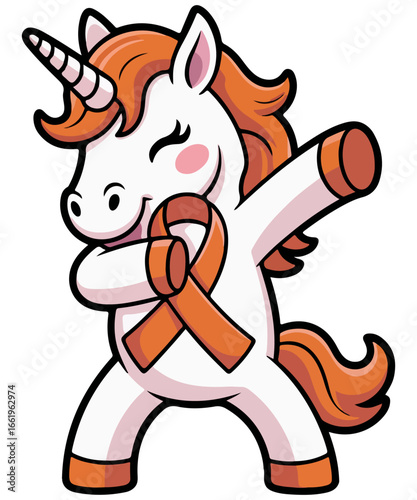 Leukemia Awareness  a unicorn with an orange ribbon