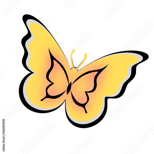 butterfly beautiful wings illustration mockup design.