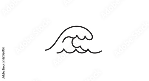 Minimalist wave outline: simple icon for water, ocean, and surf themes