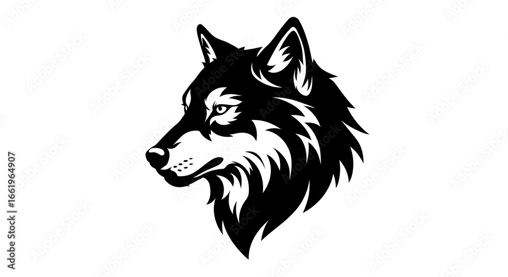 Naklejka premium Bold black silhouette of a wolf's head