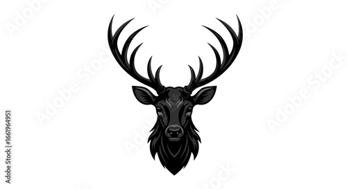Majestic stag head with antlers on a white background