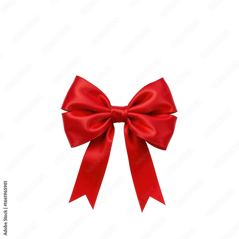 Fototapeta premium Red Satin Bow with Elegant Tails for Gift Wrapping and Decorations