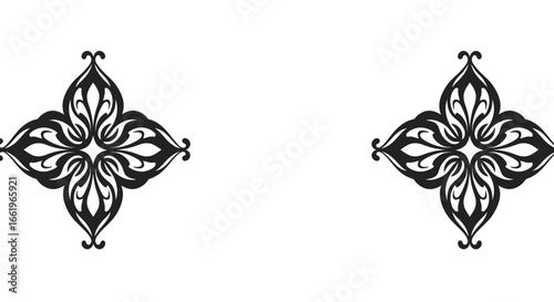 Ornamental floral black and white pattern design for decorative uses