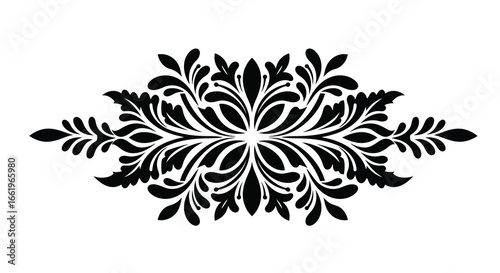 Elegant black floral design with symmetrical ornamental pattern