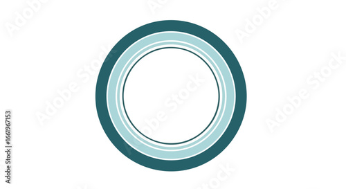Teal and aqua circular frame illustration with layered rings offers a versatile design element for various projects, promoting visual appeal and