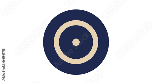 Minimalist abstract navy and beige concentric circles on white background