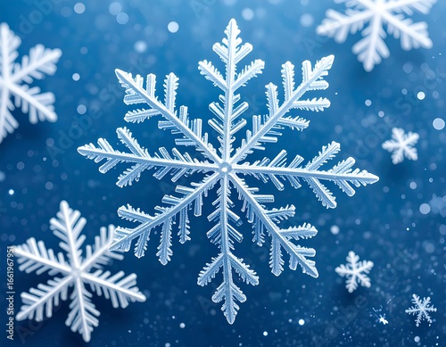 Winter snowflakes on blue background