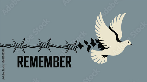 Remembrance Barbed Wire Peace Dove Symbol War Memorial Tribute