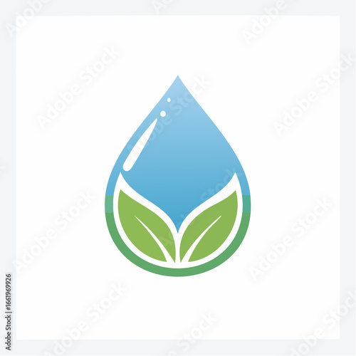 Firefly Minimalist Eco-Friendly Water Drop and Leaf Logo Design